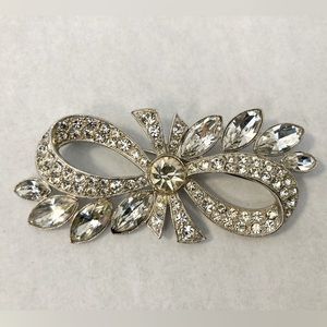 Vintage Crystal Bow Brooch